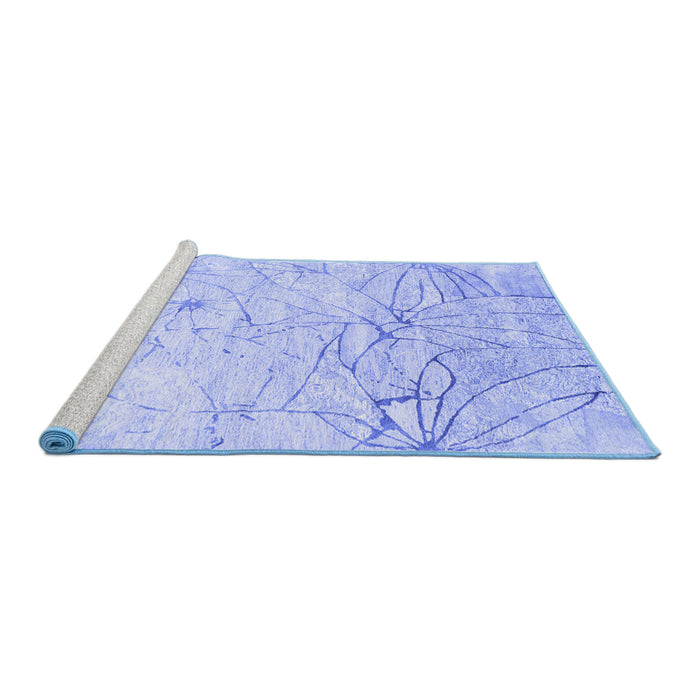 Sideview of Machine Washable Abstract Blue Contemporary Rug, wshcon2332blu