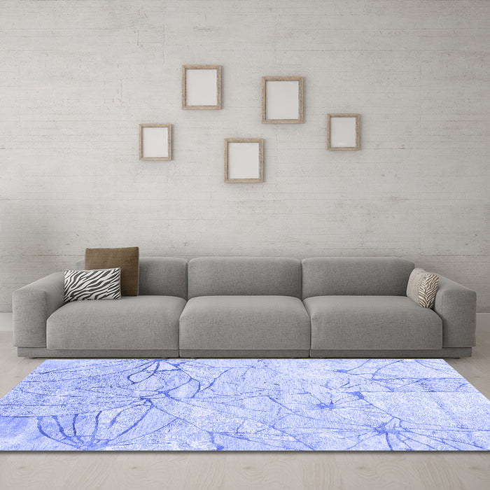 Machine Washable Abstract Blue Contemporary Rug in a Living Room, wshcon2332blu