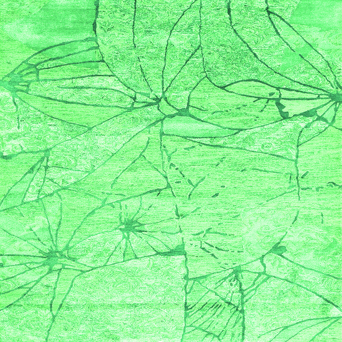 Serging Thickness of Abstract Green Contemporary Rug, con2332grn