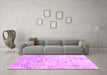 Machine Washable Abstract Pink Contemporary Rug in a Living Room, wshcon2332pnk