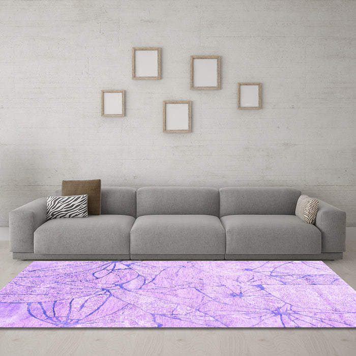 Machine Washable Abstract Purple Contemporary Area Rugs in a Living Room, wshcon2332pur