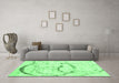 Machine Washable Abstract Emerald Green Contemporary Area Rugs in a Living Room,, wshcon2333emgrn