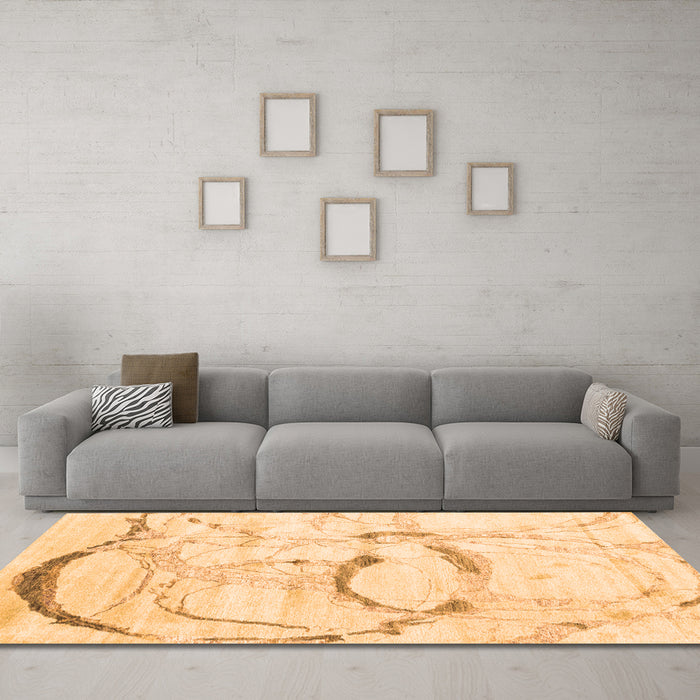 Machine Washable Abstract Orange Contemporary Area Rugs in a Living Room, wshcon2333org