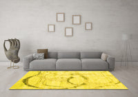 Machine Washable Abstract Yellow Contemporary Rug, wshcon2333yw