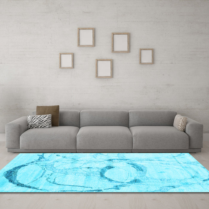 Machine Washable Abstract Light Blue Contemporary Rug in a Living Room, wshcon2333lblu
