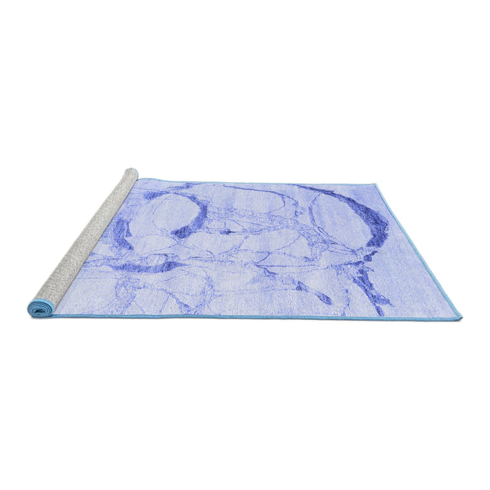 Sideview of Machine Washable Abstract Blue Contemporary Rug, wshcon2333blu