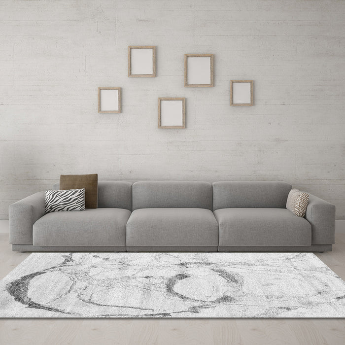 Machine Washable Abstract Gray Contemporary Rug in a Living Room,, wshcon2333gry