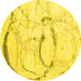 Round Abstract Yellow Contemporary Rug, con2333yw