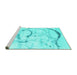 Sideview of Machine Washable Abstract Turquoise Contemporary Area Rugs, wshcon2333turq