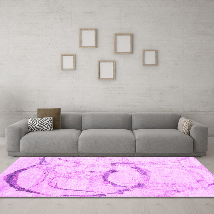 Machine Washable Abstract Pink Contemporary Rug in a Living Room, wshcon2333pnk