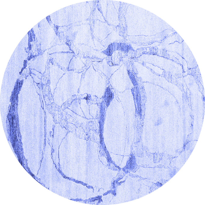 Round Machine Washable Abstract Blue Contemporary Rug, wshcon2333blu