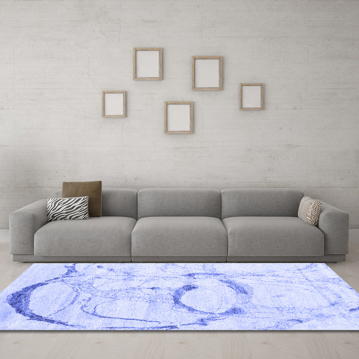 Machine Washable Abstract Blue Contemporary Rug in a Living Room, wshcon2333blu