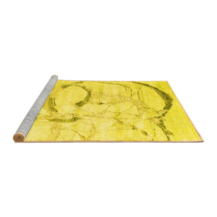 Sideview of Machine Washable Abstract Yellow Contemporary Rug, wshcon2333yw