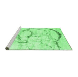 Sideview of Machine Washable Abstract Emerald Green Contemporary Area Rugs, wshcon2333emgrn