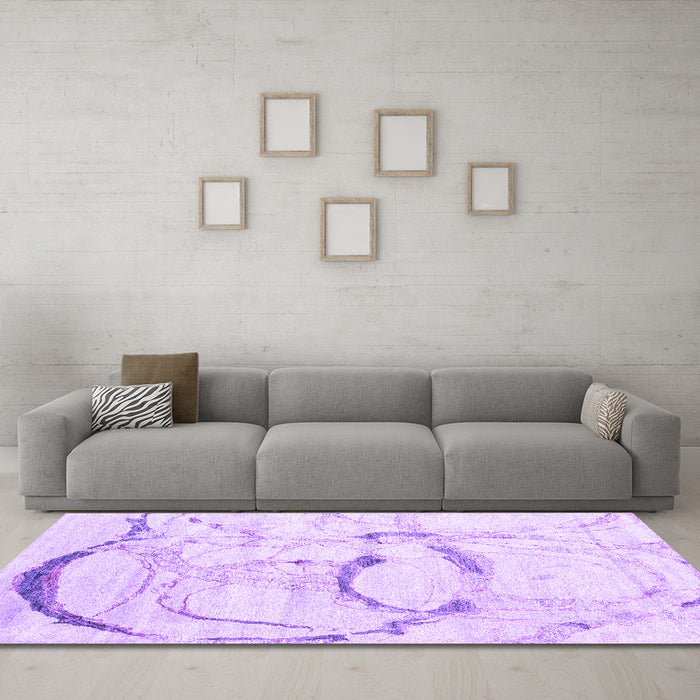 Machine Washable Abstract Purple Contemporary Area Rugs in a Living Room, wshcon2333pur