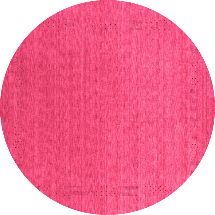 Round Machine Washable Abstract Pink Contemporary Rug, wshcon2334pnk