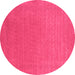 Round Machine Washable Abstract Pink Contemporary Rug, wshcon2334pnk