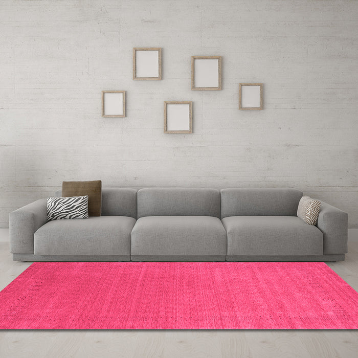 Machine Washable Abstract Pink Contemporary Rug in a Living Room, wshcon2334pnk