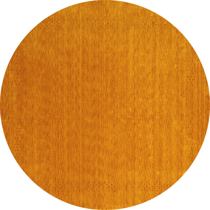 Round Machine Washable Abstract Yellow Contemporary Rug, wshcon2334yw