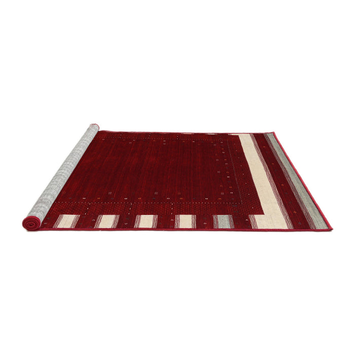 Serging Thickness of Machine Washable Contemporary Cranberry Red Rug, wshcon2335
