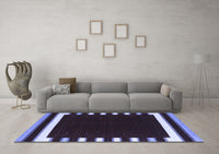 Machine Washable Abstract Blue Contemporary Rug, wshcon2335blu