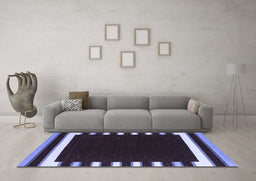 Machine Washable Abstract Blue Contemporary Rug in a Living Room, wshcon2335blu