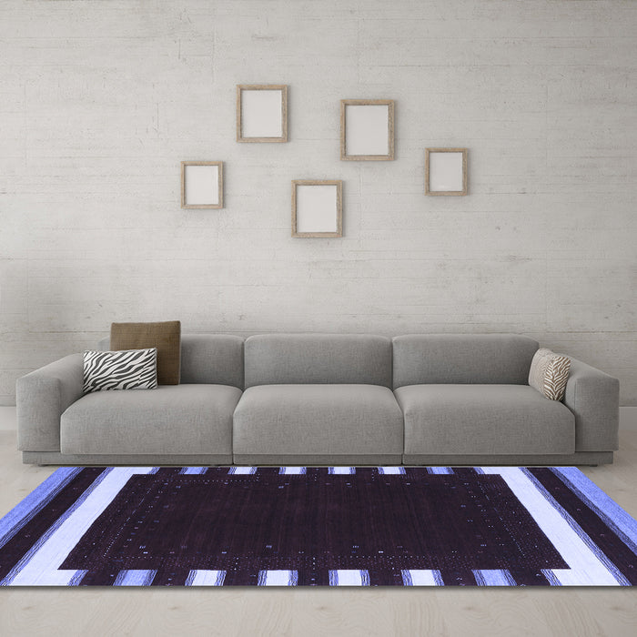 Machine Washable Abstract Blue Contemporary Rug in a Living Room, wshcon2335blu