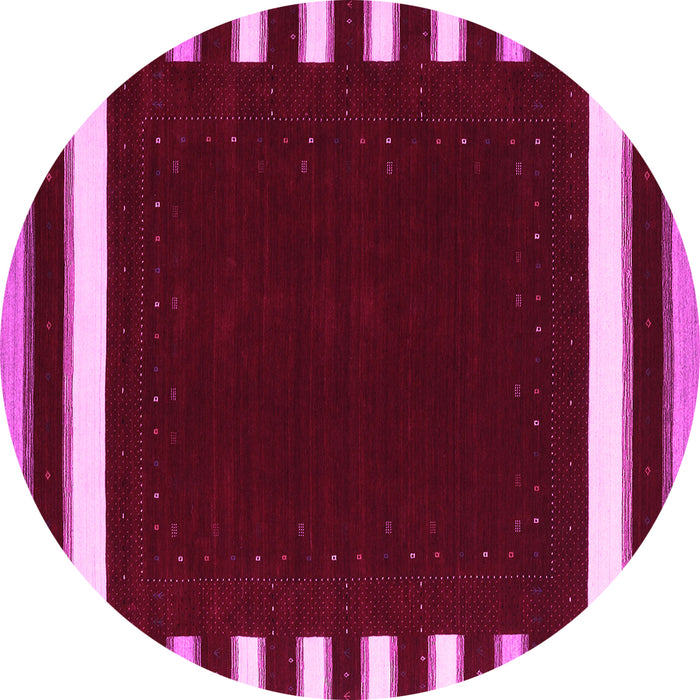 Round Machine Washable Abstract Pink Contemporary Rug, wshcon2335pnk
