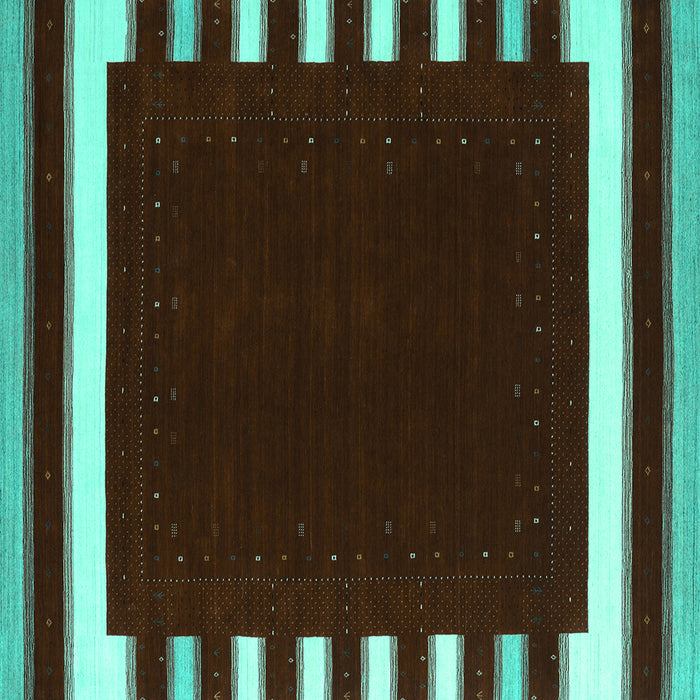 Square Abstract Turquoise Contemporary Rug, con2335turq