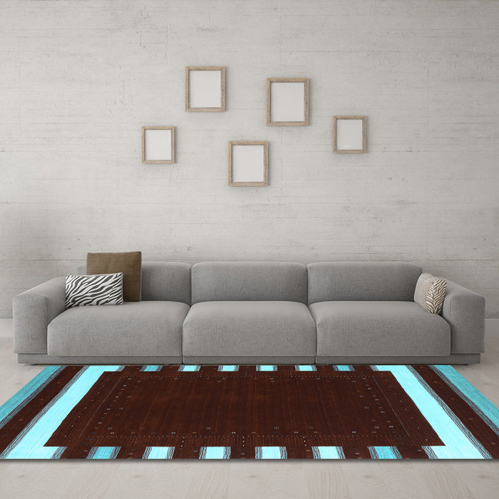Machine Washable Abstract Light Blue Contemporary Rug in a Living Room, wshcon2335lblu