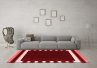 Machine Washable Abstract Red Contemporary Rug, wshcon2335red