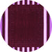 Round Machine Washable Abstract Purple Contemporary Area Rugs, wshcon2335pur