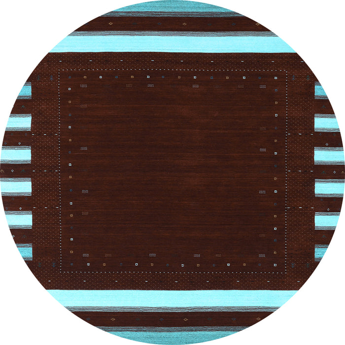 Round Machine Washable Abstract Light Blue Contemporary Rug, wshcon2335lblu