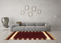 Machine Washable Abstract Brown Contemporary Rug, wshcon2335brn