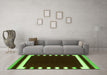 Machine Washable Abstract Green Contemporary Area Rugs in a Living Room,, wshcon2335grn