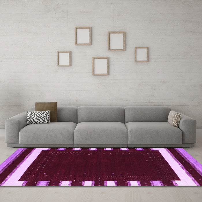 Machine Washable Abstract Purple Contemporary Area Rugs in a Living Room, wshcon2335pur