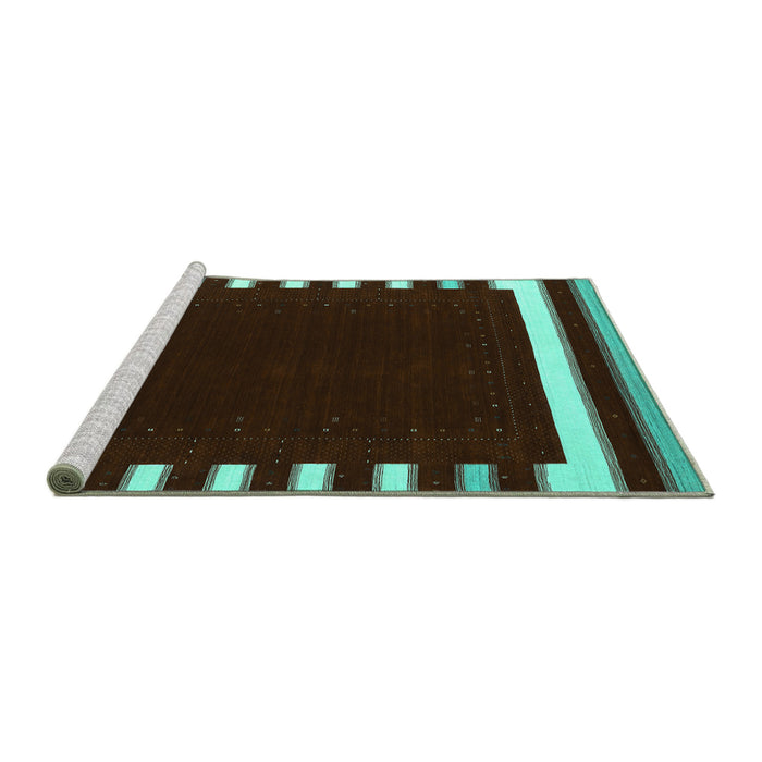 Sideview of Machine Washable Abstract Turquoise Contemporary Area Rugs, wshcon2335turq