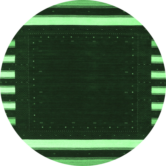 Round Abstract Emerald Green Contemporary Rug, con2335emgrn