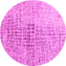 Round Abstract Pink Contemporary Rug, con2336pnk