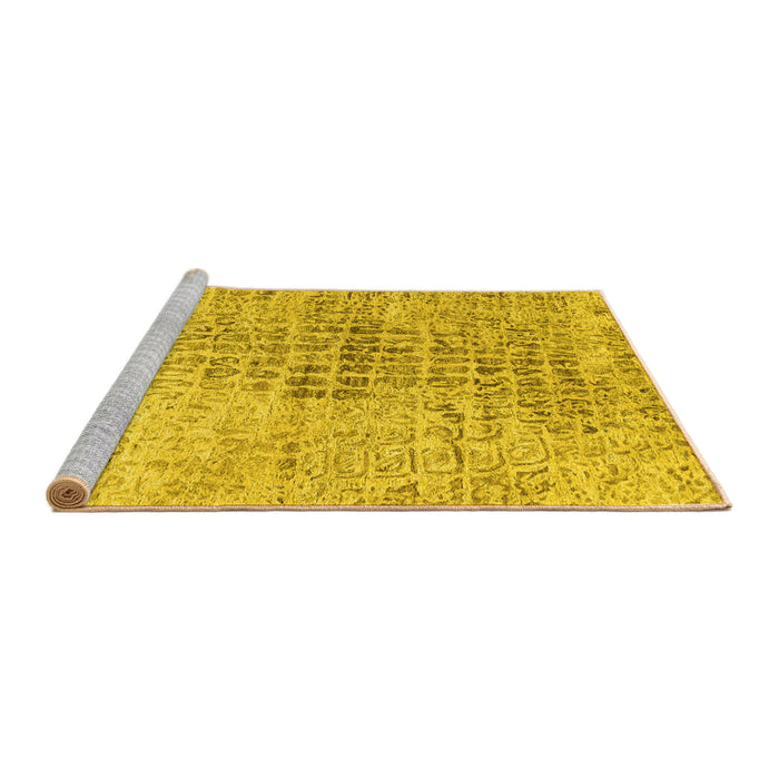 Sideview of Machine Washable Abstract Yellow Contemporary Rug, wshcon2336yw