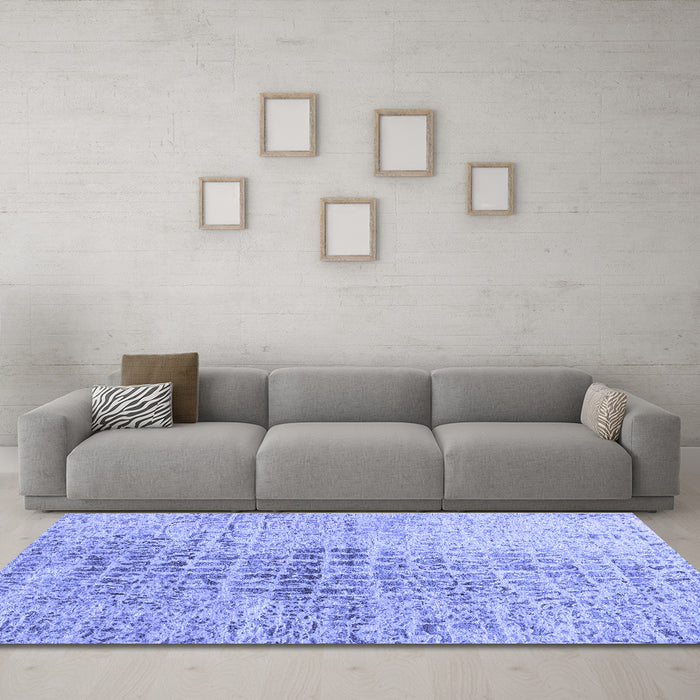 Machine Washable Abstract Blue Contemporary Rug in a Living Room, wshcon2336blu