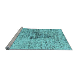 Sideview of Machine Washable Abstract Light Blue Contemporary Rug, wshcon2336lblu