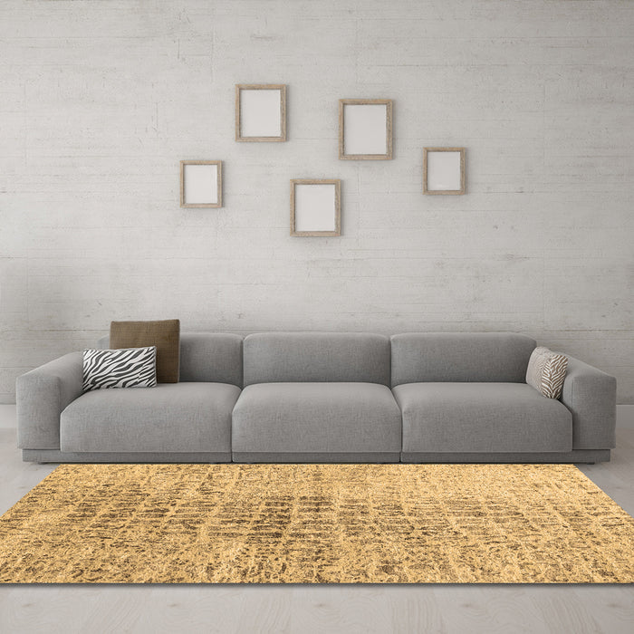Machine Washable Abstract Brown Contemporary Rug in a Living Room,, wshcon2336brn