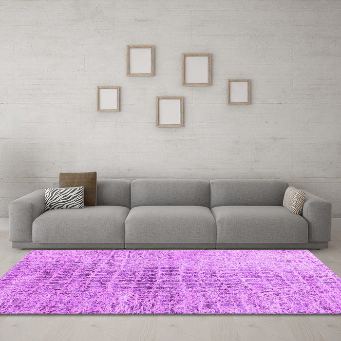 Machine Washable Abstract Purple Contemporary Area Rugs in a Living Room, wshcon2336pur