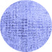 Round Abstract Blue Contemporary Rug, con2336blu