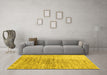 Machine Washable Abstract Yellow Contemporary Rug in a Living Room, wshcon2336yw