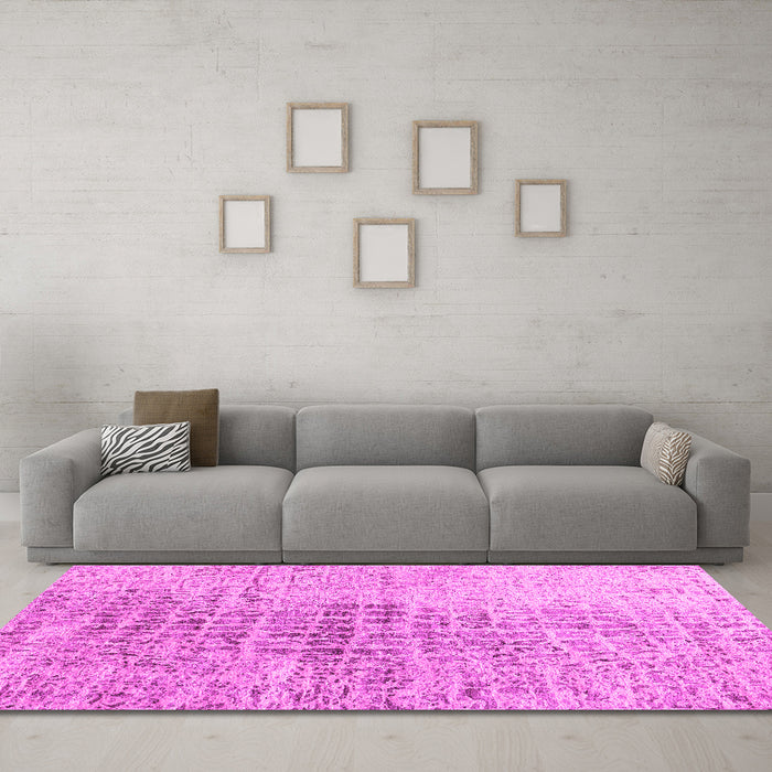 Machine Washable Abstract Pink Contemporary Rug in a Living Room, wshcon2336pnk