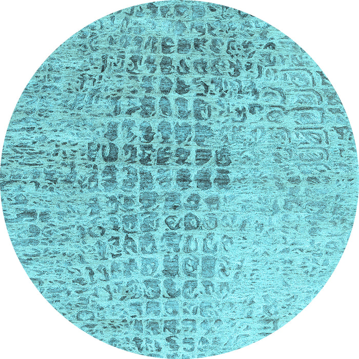 Round Machine Washable Abstract Light Blue Contemporary Rug, wshcon2336lblu