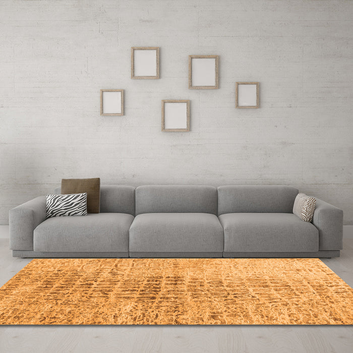 Machine Washable Abstract Orange Contemporary Area Rugs in a Living Room, wshcon2336org