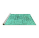 Sideview of Machine Washable Abstract Turquoise Contemporary Area Rugs, wshcon2336turq